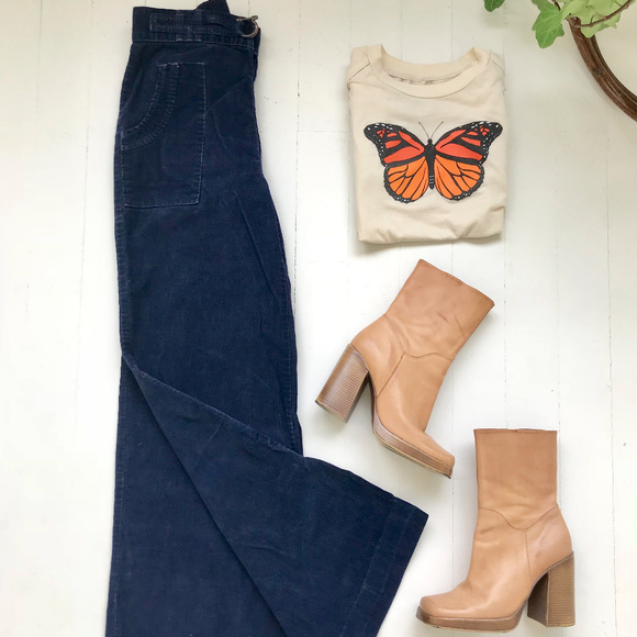 Vintage Pants - Vintage High Waist Corduroy Wide Leg Pants